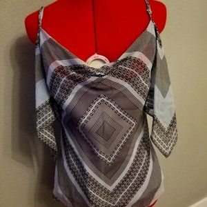 BCBG Front and Back V Neck Blouse